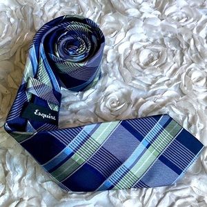 New Esquire mens silk plaid tie